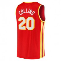 A.Hawks #20 John Collins Fanatics Branded 2021-22 Fast Break Replica Jersey Red Icon Edition Red Stitched American Basketball Jersey
