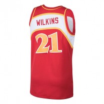 A.Hawks #21 Dominique Wilkins Mitchell & Ness 1986-87 Hardwood Classics Swingman Jersey Red Stitched American Basketball Jersey