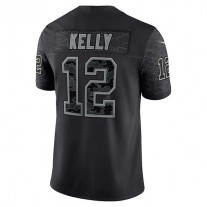 B.Bills #12 Jim Kelly Black Retired Player RFLCTV Limited Jersey American Stitched Football Jerseys