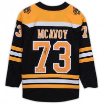 B.Bruins #73 Charlie McAvoy Fanatics Authentic Autographed Black Fanatics Breakaway Jersey Stitched American Hockey Jerseys