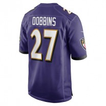 B.Ravens #27 J.K. Dobbins Purple Game Jersey Stitched American Football Jerseys