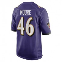 B.Ravens #46 Nick Moore Purple Game Jersey Stitched American Football Jerseys