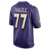 B.Ravens #77 Daniel Faalele Purple Player Game Jersey Stitched American Football Jerseys