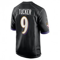 B.Ravens #9 Justin Tucker Black Player Game Jersey Stitched American Football Jerseys