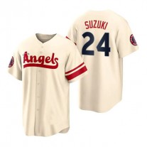 Baseball Jerseys Los Angeles Angels #24 Kurt Suzuki Cream Stitched 2022 City Connect Jersey Men Youth Women