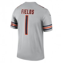 C.Bears #1 Justin Fields Silver Inverted Legend Jersey Stitched American Football Jerseys