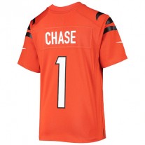 C.Bengals #1 Ja'Marr Chase Orange 2021 Draft First Round Pick Alternate Game Jersey Stitched American Football Jerseys
