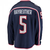 C.Blue Jackets #5 Gavin Bayreuther Fanatics Branded Home Breakaway Player Jersey Navy Stitched American Hockey Jerseys
