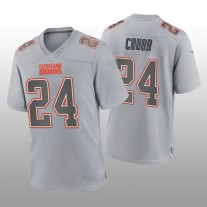 C.Browns #24 Nick Chubb Gray Atmosphere Game Jersey Stitched American Football Jerseys