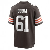 C.Browns #61 Chris Odom Brown Game Player Jersey Stitched American Football Jerseys