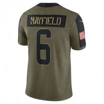C.Browns #6 Baker Mayfield Olive 2021 Salute To Service Limited Player Jersey Stitched American Football Jerseys