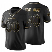 Custom D.Broncos Black Golden Limited 100 Jersey Stitched Jersey American Football Jerseys