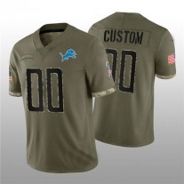 Custom D.Lions ACTIVE PLAYER 2022 Olive Salute To Service Limited Stitched Jersey American Football Jerseys