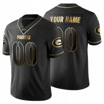 Custom GB.Packers Black Golden Limited 100 Jersey Stitched Football Jerseys