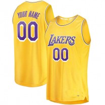 Custom LA.Lakers Fanatics Branded 2018-19 Fast Break Replica Jersey Gold Icon Edition Stitched Basketball Jersey