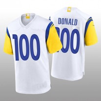 Custom LA.Rams Football Jerseys Aaron Donald White Records 100th Career Sacks Game Jersey Stitched Jersey