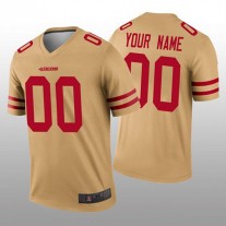 Custom SF.49ers Gold Inverted Legend Jersey Stitched American Football Jerseys