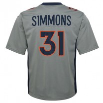 D.Broncos #31 Justin Simmons Gray Inverted Game Jersey Stitched American Football Jerseys
