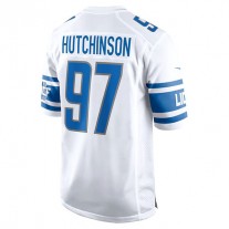 D.Lions #97 Aidan Hutchinson White 2022 Draft First Round Pick Game Jersey Stitched American Football Jerseys