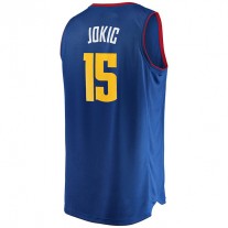 D.Nuggets #15 Nikola Jokic Fanatics Branded Fast Break Replica Player Jersey Statement Edition Blue Stitched American Basketball Jersey