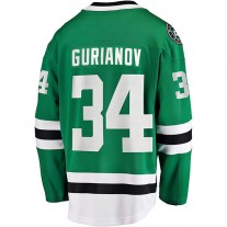 D.Stars #34 Denis Gurianov Fanatics Branded Breakaway Player Jersey Kelly Green Stitched American Hockey Jerseys