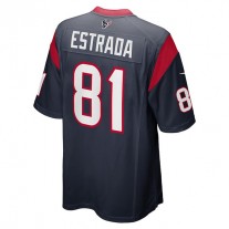 H.Texans #81 Drew Estrada Navy Game Player Jersey Stitched American Football Jerseys