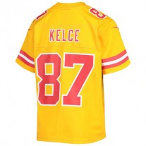 KC.Chiefs #87 Travis Kelce Gold Inverted Team Game Jersey Stitched American Football Jerseys