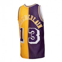 LA.Lakers #13 Wilt Chamberlain Mitchell & Ness Hardwood Classics 1971-72 Split Swingman Jersey Purple Gold Stitched American Basketball Jersey