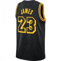 LA.Lakers #23 LeBron James City Edition Swingman Jersey Black Stitched American Basketball Jersey