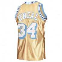 LA.Lakers #34 Shaquille O'Neal Mitchell & Ness 75th Anniversary 1996-97 Hardwood Classics Swingman Jersey Gold Stitched American Basketball Jersey
