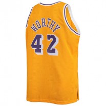 LA.Lakers #42 James Worthy Mitchell & Ness Big & Tall Hardwood Classics Swingman Jersey Gold Stitched American Basketball Jersey