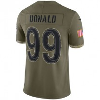 LA.Rams #99 Aaron Donald Olive 2022 Salute To Service Limited Jersey Stitched American Football Jersey