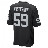 LV. Raiders #59 Luke Masterson Black Game Player Jersey Stitched American Football Jerseys