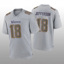 MN.Vikings #18 Justin Jefferson Gray Atmosphere Fashion Game Jersey Stitched American Football Jerseys