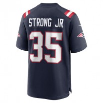 NE.Patriots #35 Pierre Strong Jr. Navy Game Player Jersey Stitched American Football Jerseys