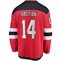 NJ.Devils #14 Nathan Bastian Fanatics Branded Home Breakaway Player Jersey Red Stitched American Hockey Jerseys
