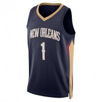 NO.Pelicans #1 Zion Williamson Unisex 2022-23 Swingman Jersey Icon Edition Navy Stitched American Basketball Jersey