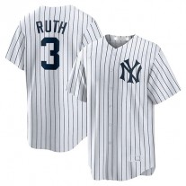 New York Yankees #3 Babe Ruth White Home Cooperstown Collection Player Jersey Baseball Jerseys