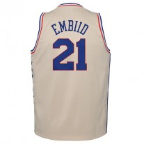 PH.76ers #21 Joel Embiid 2020-21 Swingman Player Jersey Cream Earned Edition White Stitched American Basketball Jersey