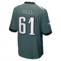 P.Eagles #61 Josh Sills Midnight Green Game Player Jersey Stitched American Football Jerseys