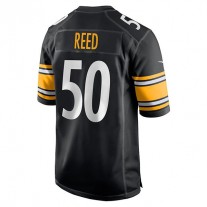 P.Steelers #50 Malik Reed Black Game Player Jersey Stitched American Football Jerseys