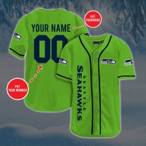 Personalized Custom Seattle Seahawks Baseball Jersey Short Sleeve Sports Football Jersey