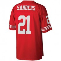 SF.49ers #21 Deion Sanders Mitchell & Ness Scarlet Legacy Replica Jersey Stitched American Football Jerseys