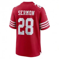 SF.49ers #28 Trey Sermon carlet Player Game Jersey Stitched American Football Jerseys