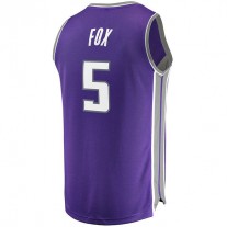 S.Kings #5 De'Aaron Fox Fanatics Branded Fast Break Player Replica Jersey Icon Edition Purple Stitched American Basketball Jersey