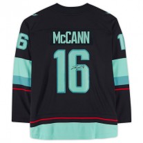 S.Kraken #16 Jared McCann Fanatics Authenti Autographed Breakaway Jersey with Inaugural Season Jersey Patch Blue Stitched American Hockey Jerseys