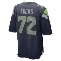 S.Seahawks #72 Abraham Lucas College Navy Game Player Jersey Stitched American Football Jerseys