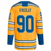 St.L.Blues #90 Ryan O'Reilly Reverse Retro 2.0 Authentic Player Jersey Yellow Stitched American Hockey Jerseys