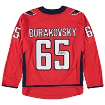 W.Capitals #65 Andre Burakovsky Fanatics Authentic Autograph Jersey Red Stitched American Hockey Jerseys