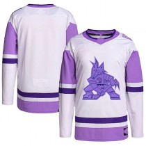 A.Coyotes Hockey Fights Cancer Primegreen Authentic Blank Practice Jersey White Purple Stitched American Hockey Jerseys